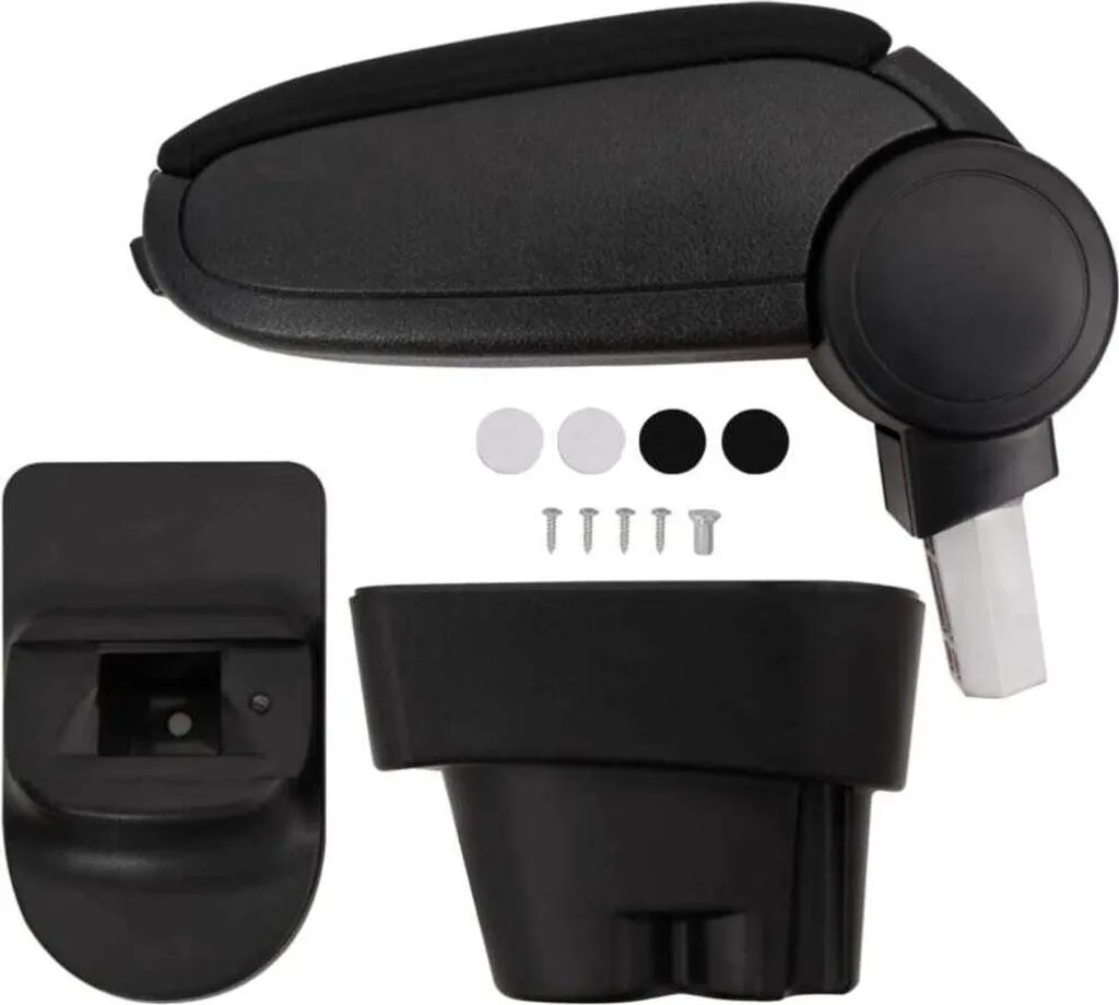 Accoudoir central universel noir pour longs trajets confortables en ABS