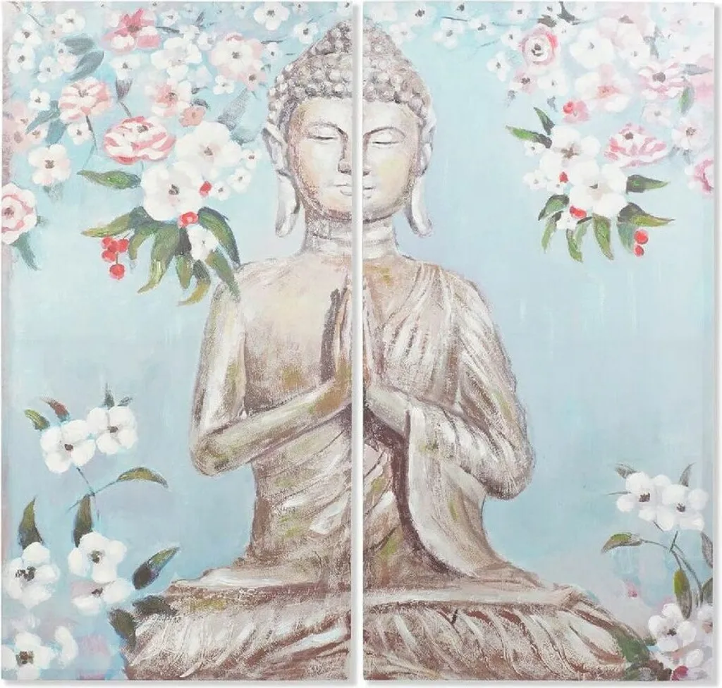 Duo de Toiles Murales Bouddha Zen 140x140 cm Déco Orientale pour Salon