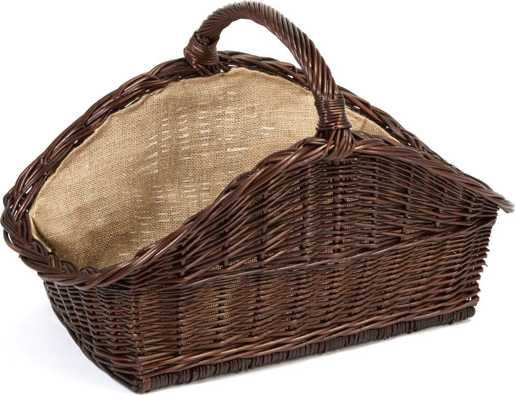 Kaminkorb Holzkorb Kaminholzkorb aus Weide mit Jute (Art. 90280-Braun)