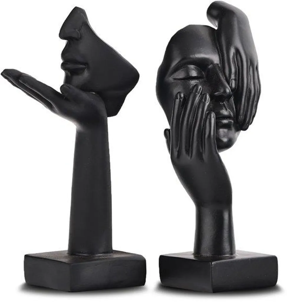 Lot de 2 Sculptures Femme Noires pour Décorer une Étagère ou un Buffet