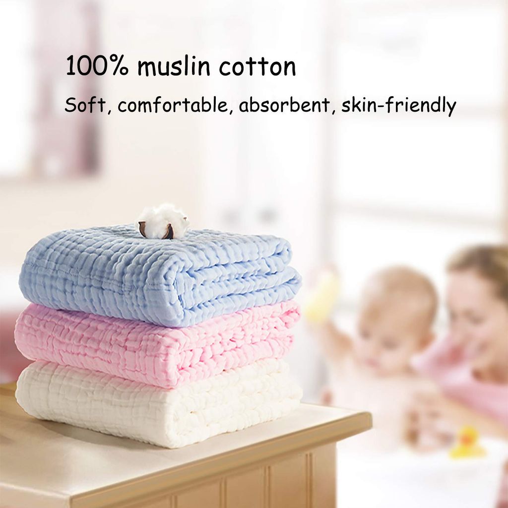 11.8 Zoll 6 Schichten Super Absorbent Premium Soft Natural für empfindliche Haut Baby 100% Bio-Baumwolle 5 Fruchtstickereien Musselin Baby Rülpsen Tücher Waschlappen Gesichtstücher 11.8 