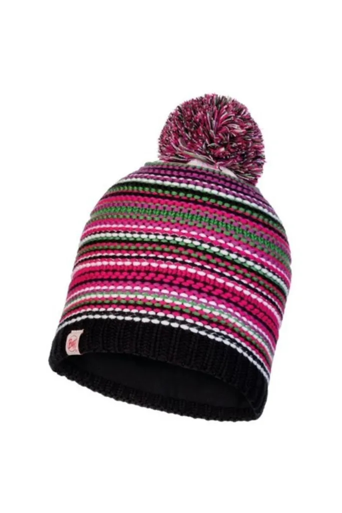 Bonnet tricoté enfant avec pompon et doublure polaire chaude BUFF Amity