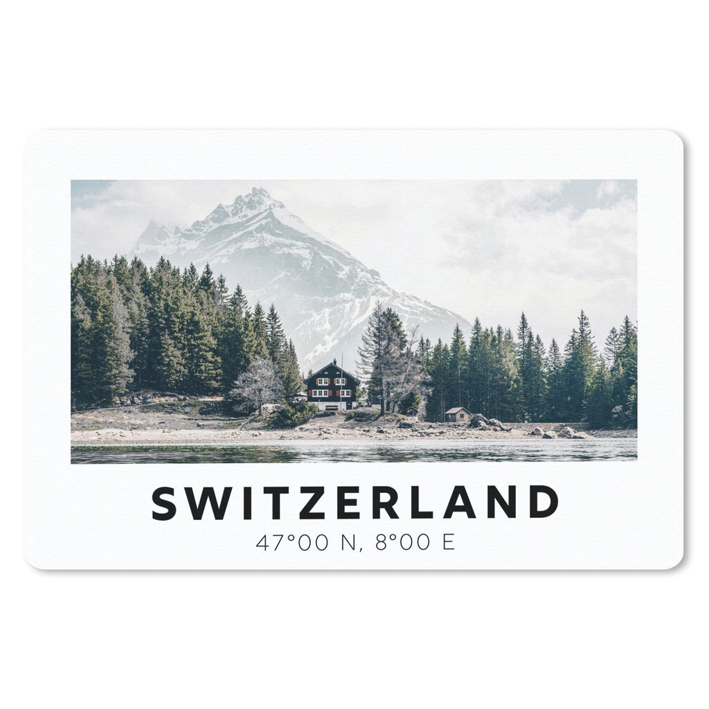 MuchoWow Mauspad Mousepad Schweiz - Berg - Chalet - Grün 27x18 cm - Mousepads - Maus Mat - Pad - Mausunterlage - Büroartikel - Desk Matten