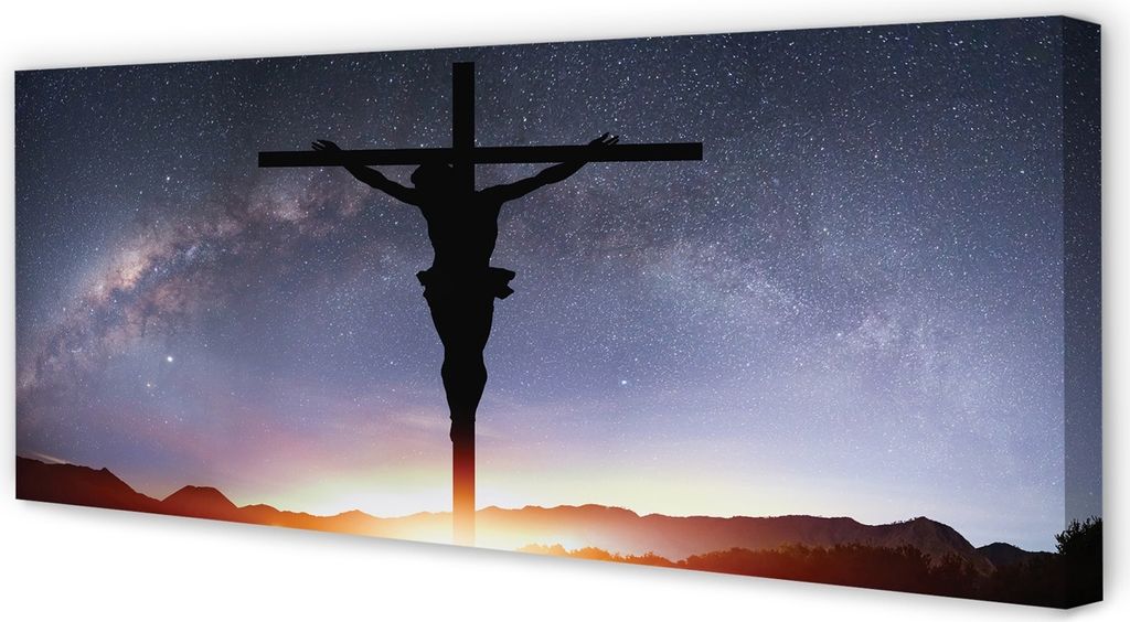 Leinwandbild 125x50 Wandkunst Jesus gekreuzigt Himmel