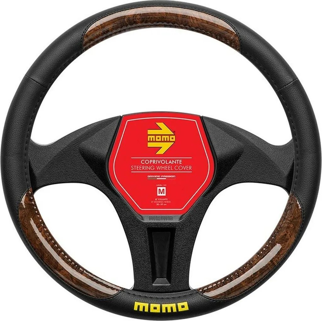 Coprivolante In Neoprene Con Stampa Mucca Marrone - Universale 38,1 Cm, Antiscivolo, Elastico, Accessorio Auto Interni