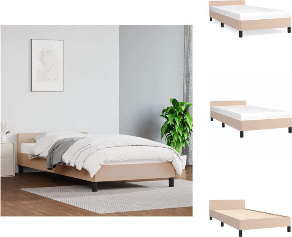 vidaXL Bettgestell mit Kopfteil Cappuccino-Braun 90x200 cm Kunstleder - Betten & Bettgestelle