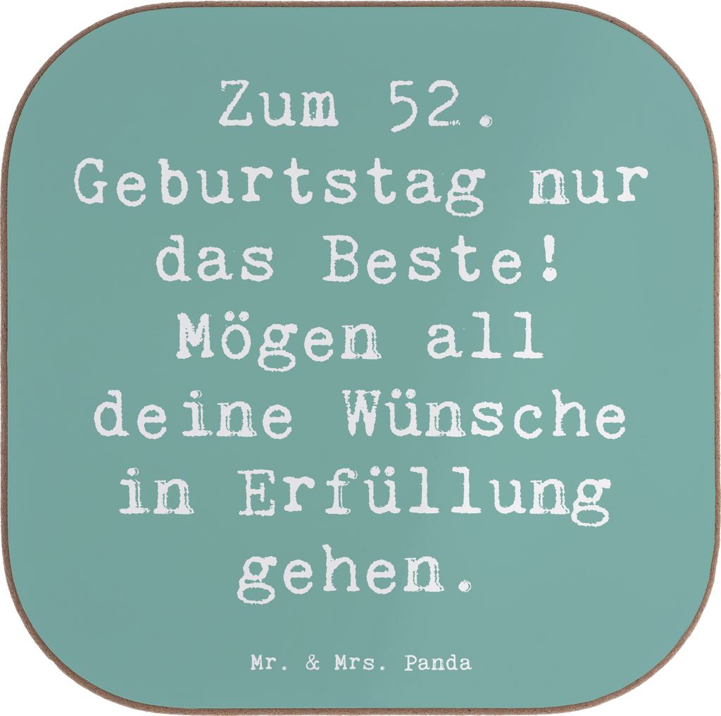 Mr. & Mrs. Panda Untersetzer für Gläser Spruch 52. Geburtstag - Meeresbrise - Geschenk, Geburtstagsgeschenke, Lebensfreude, feiern, Geburtstagsge...