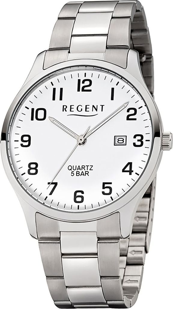 Regent Edelstahl Herren Uhr F-1178 Quarzuhr Armband silber D2UR1153403