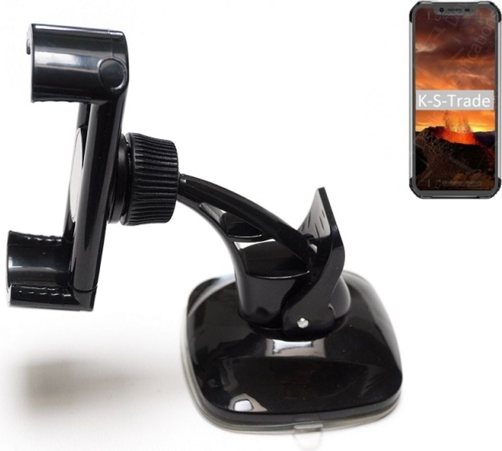 K-S-Trade kompakte Handy-Halterung Windschutzscheibe kompatibel mit Blackview BV9600E Armaturenbrett schwarz Autohalterung KFZ Halter