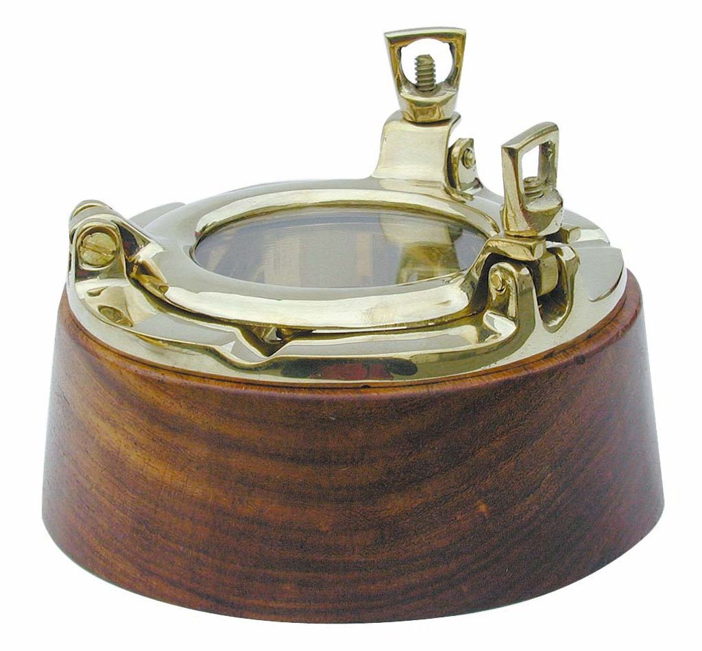 Maritimer Klapp Aschenbecher aus Edelholz und Messing 10cm Durchmessser Geschenk 