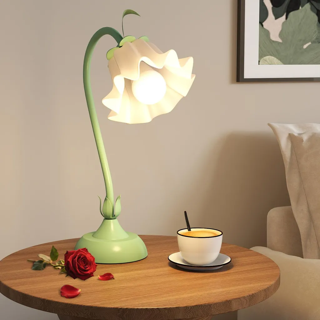 Lampe de bureau fleur réglable en acrylique avec interrupteur intégré - 8