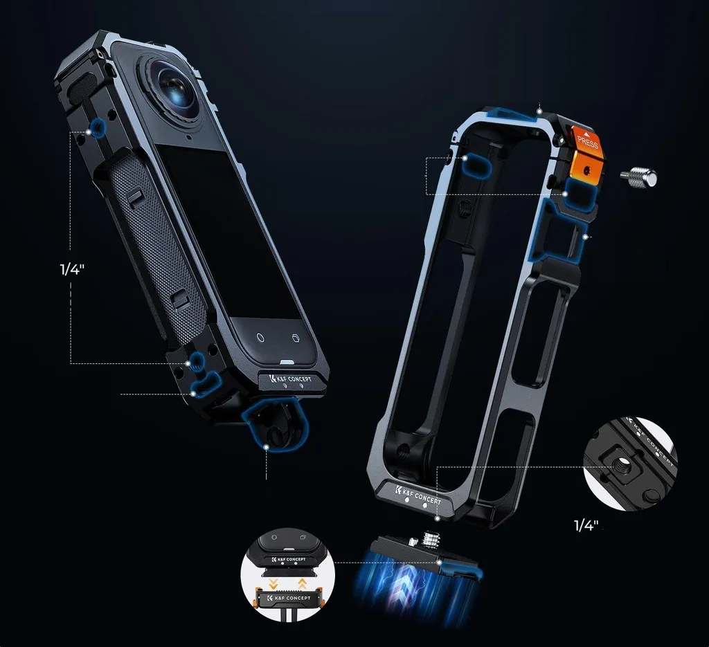 Support de protection rigide avec double griffe ISO pour Insta360 X5