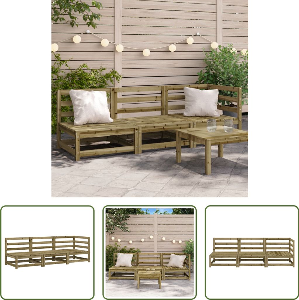 The Living Store Gartensofa 3-Sitzer Kiefernholz Imprägniert