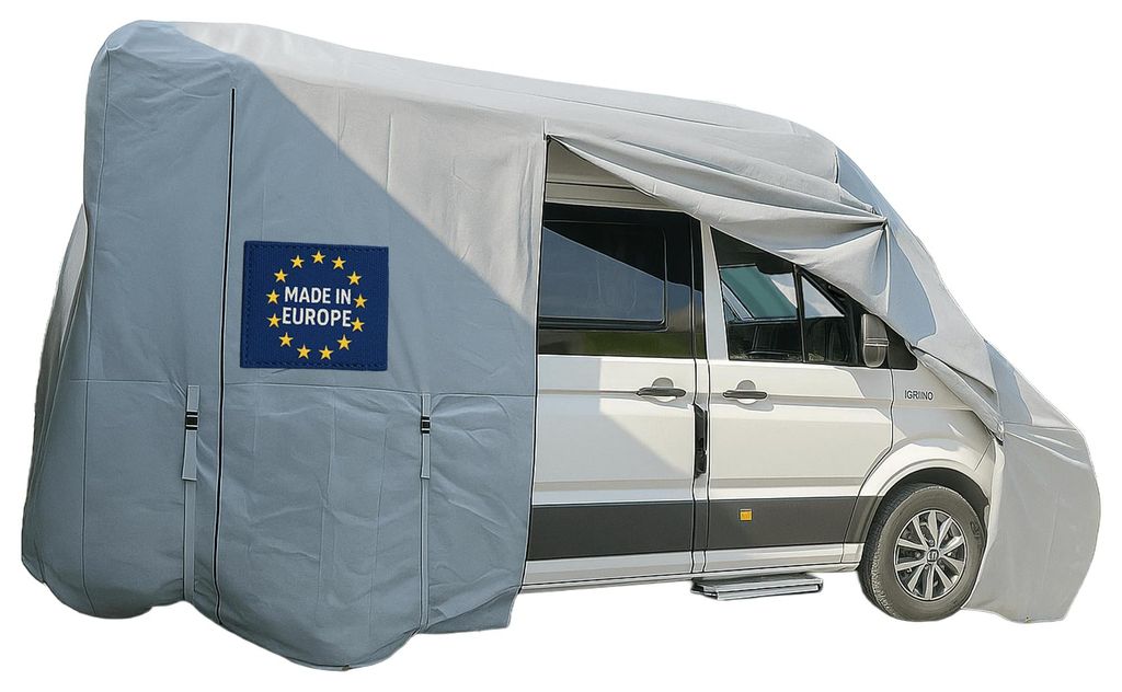 POLCOVER Wohnwagen Abdeckung | UV-resistente Wetterfeste Wohnmobilabdeckung | Langlebig, Schutzhülle & Atmungsaktive | 5-Lagig Wohnwagenplane | Id...