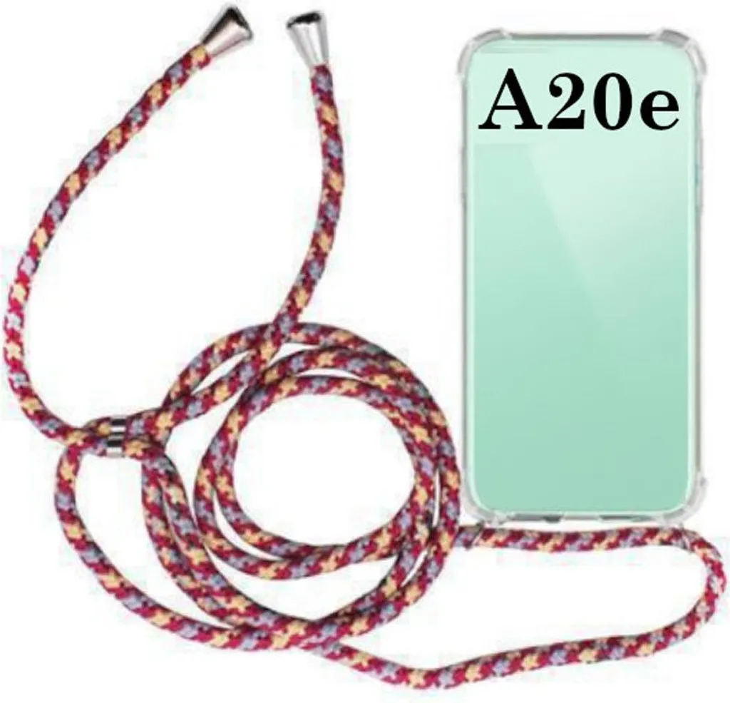 Custodia Shockproof Samsung A20e Cordino Bordeaux Blu Bumper