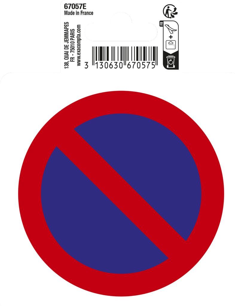 Exacompta Hinweisschild selbstklebend, PVC, Parkverbot 10 cm - Rot - 67057E