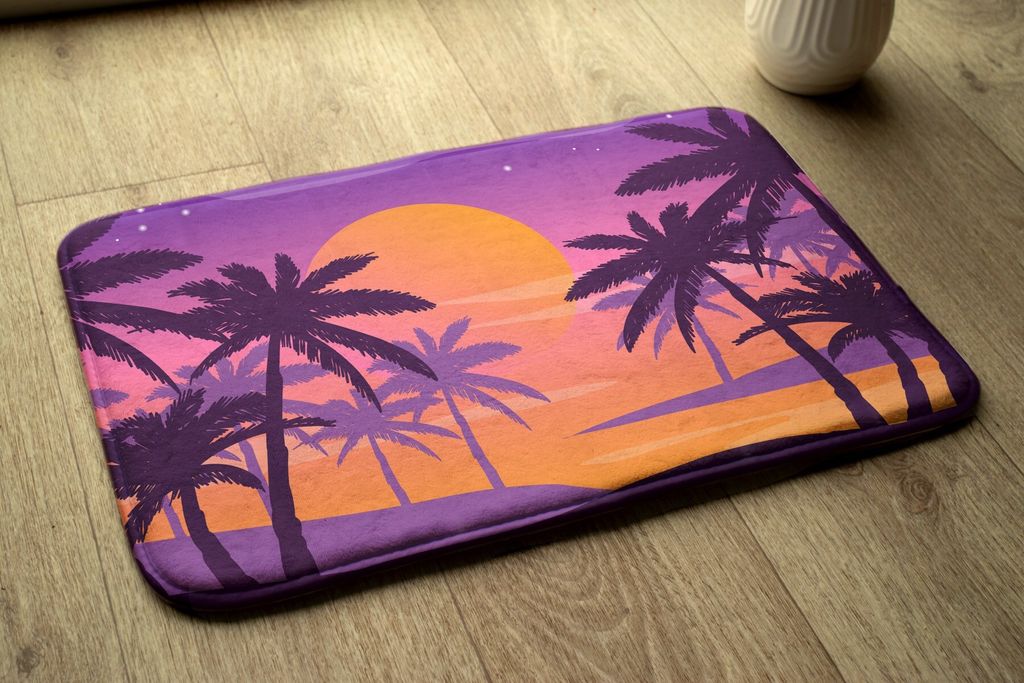 Badteppich Saugfähige - Badezimmer Teppich - Rutschfester Badvorleger Badematte - 75x45 cm - Tropischer Strand