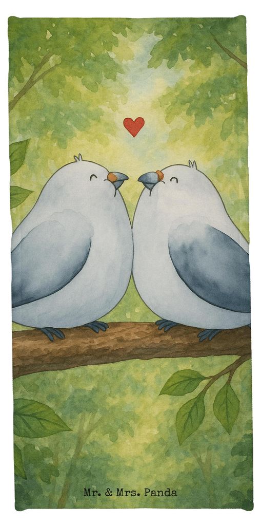 Mr. & Mrs. Panda Strandtuch Turteltauben Liebe Design - Weiß - Geschenk, Reisehandtuch, Badehandtuch, Hochzeitstag, Freundin, Handtuch, Paar, spor...