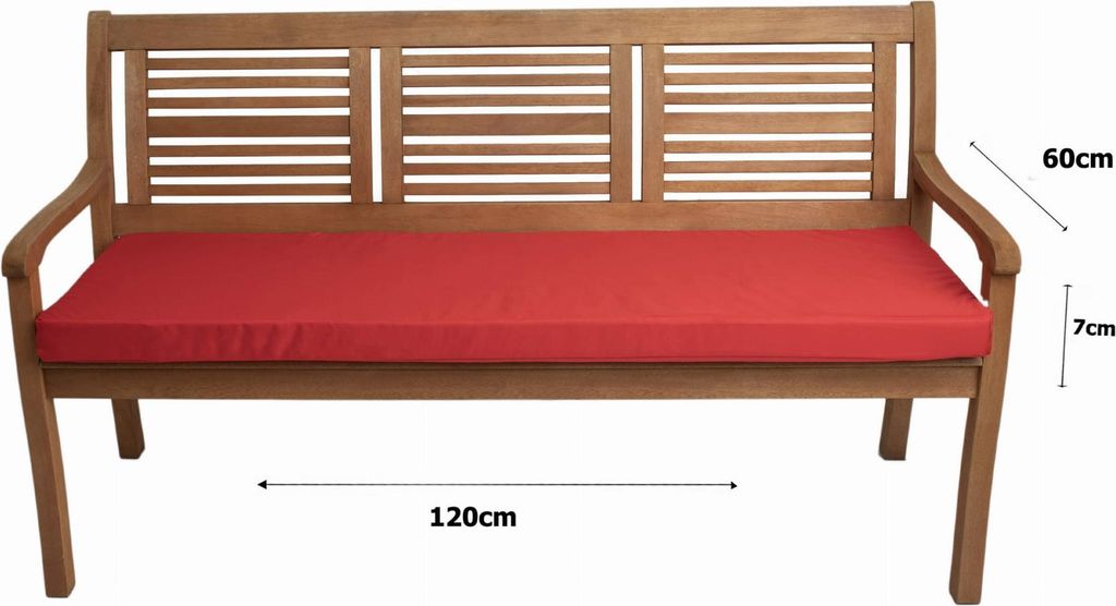 Bankkissen 120×60×7 cm Rot – Sitzkissen für Gartenbank mit Produktbild 