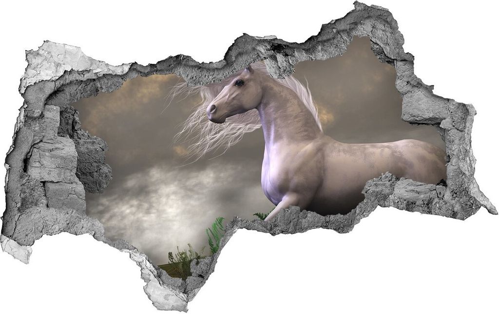 Selbstklebender Loch-3D-Aufkleber 95x73 cm grau Einhorn
