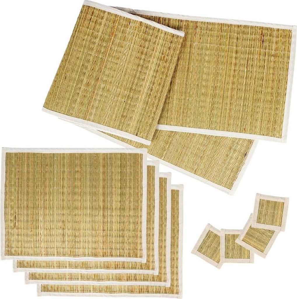 Tischsets aus gerolltem Gras, 9 Stück