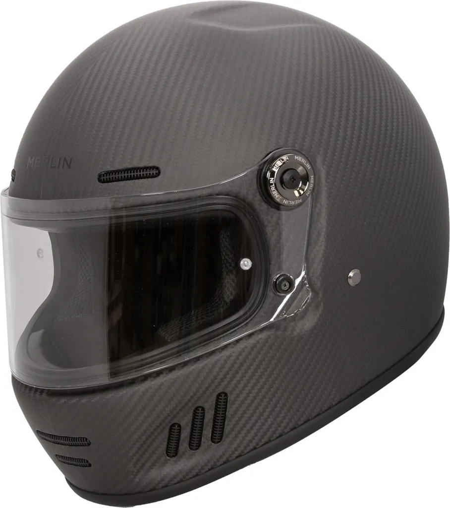 Casque Merlin Revival Carbon Noir, Taille L (59/60) avec Finition Carbone