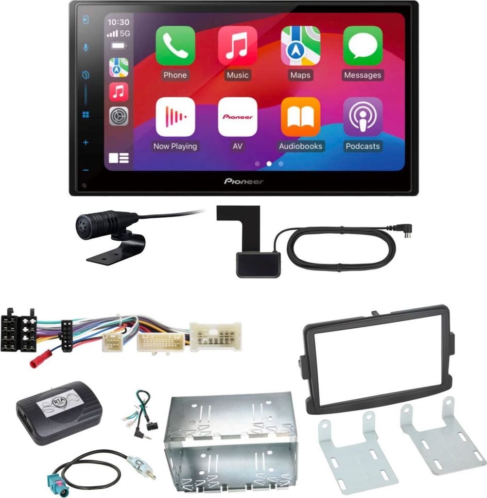 Pioneer SPH-DA77DAB CarPlay Android Auto DAB+ Einbauset für Dacia Dokker Sandero