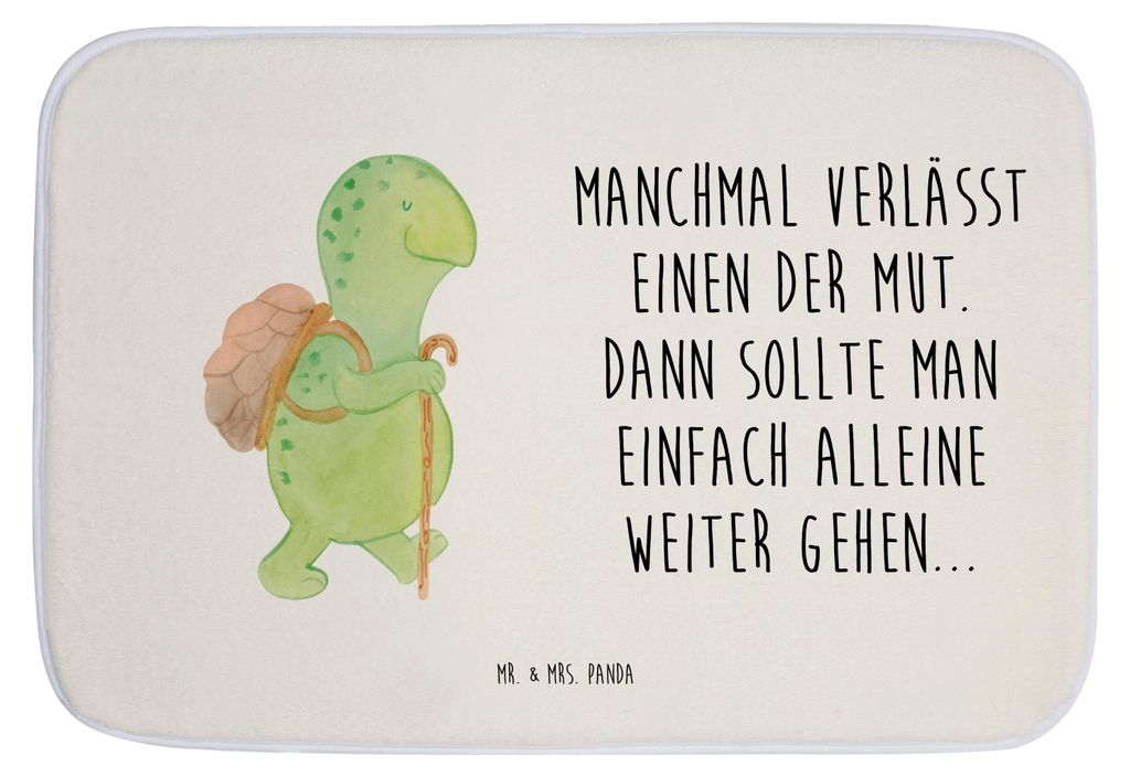 Mr. & Mrs. Panda Badematte Schildkröte Wanderer - Weiß - Geschenk, Badläufer, Badezimmerteppich, duschmatte, Motivationsspruch, Motivationssprü...