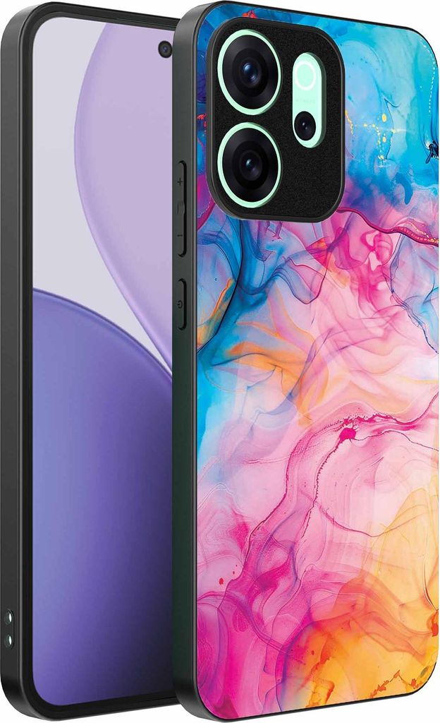 Geeignet für Oppo Reno 14 F Telefon Fall mit Regenbogen Acryl Marmor Print - TPU Backcover Fall Regenbogen Acryl Marmor Design - Smartphonica