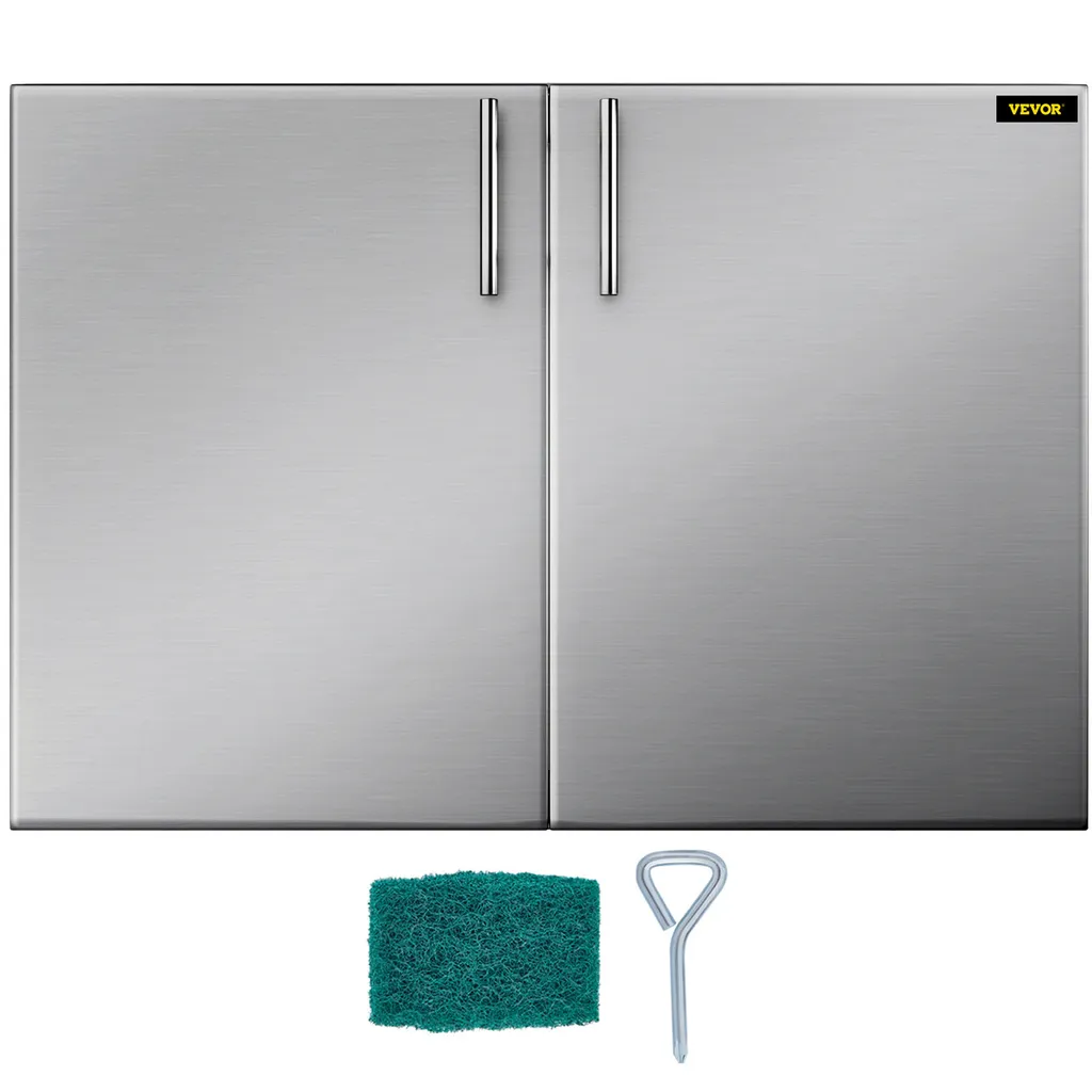 VEVOR Porte de Cuisine Extérieure 91x53 cm en Acier Inox pour BBQ