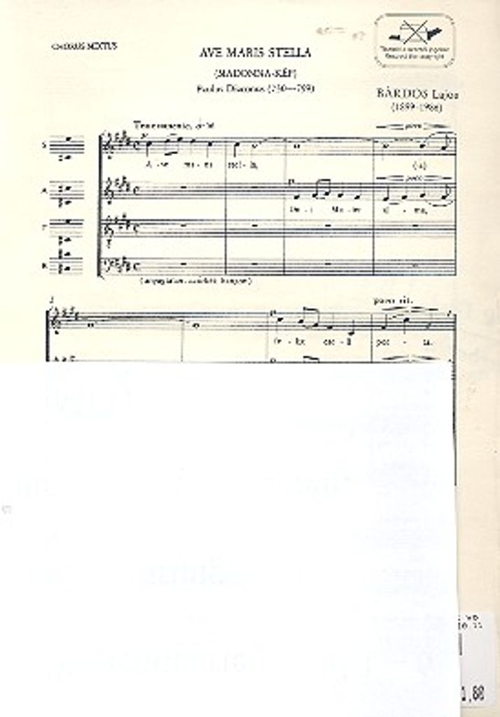 Ave Maria Stella für gem Chor a cappella Partitur