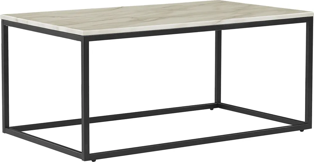 Table basse BELIANI beige et noir 60x100 cm aspect marbre luxe moderne