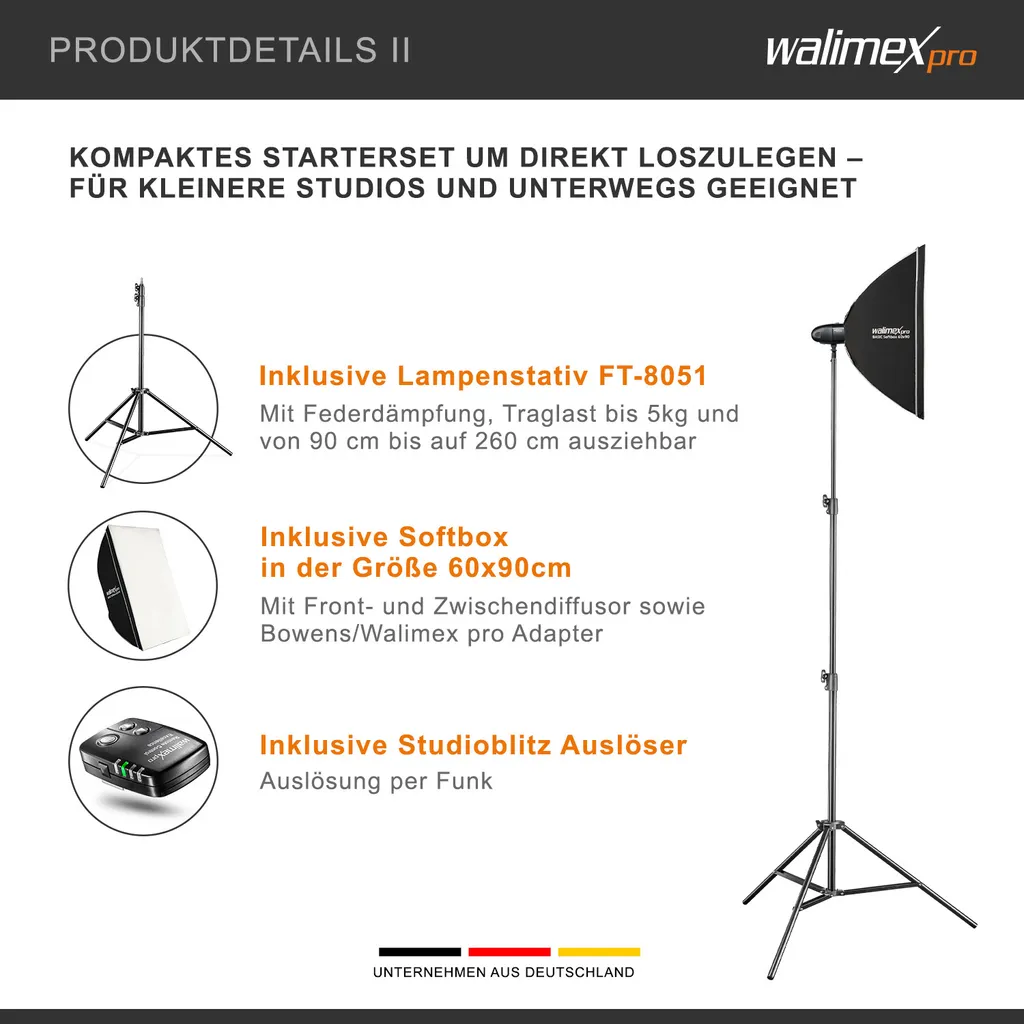 Studio Photo Walimex pro Newcomer 100 II Set avec 2x Softboxes 50x70cm - 10