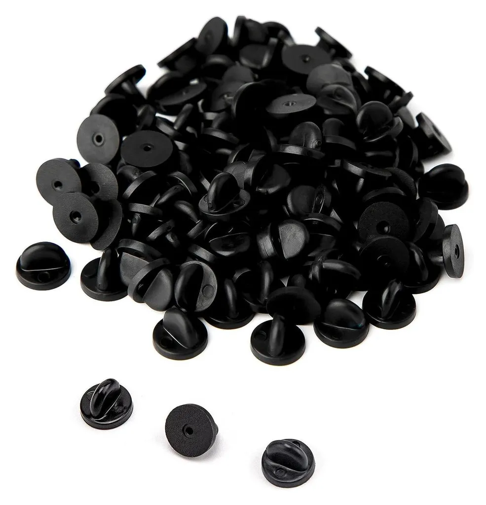 Ne perdez plus vos pins avec nos 100 Fermoirs en Caoutchouc Noir 11,5 mm