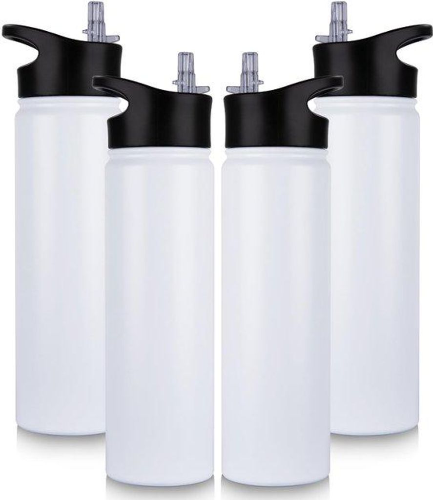 Isolerende RVS Thermosfles - 750 ml - rietje, BPA-frei, für Säfte und Getränke, mit 2 Deckeln, ideal für Sport, Reisen, Camping, Schule, Fahrrad.