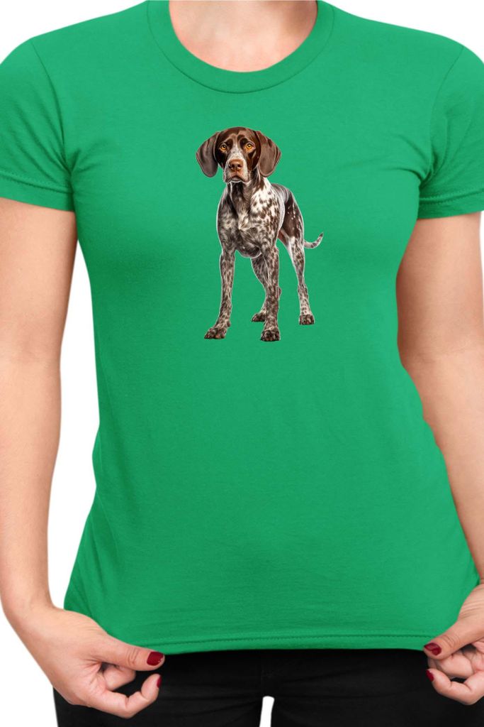 Damen T-Shirt Dogs Breeds German Shorthaired Pointer Dog Breed 005, Lady XL / Grün