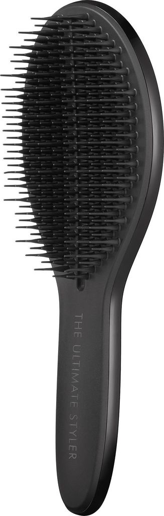 A black hairbrush is shown against a white background.