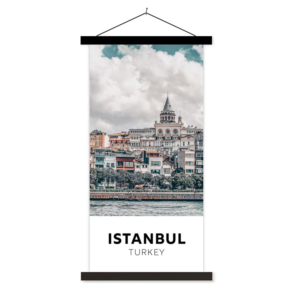 MuchoWow Textilposter Türkei - Istanbul - Architektur - Wasser 90x180 cm mit schwarzem Rahmen - Dekoration Wohnzimmer