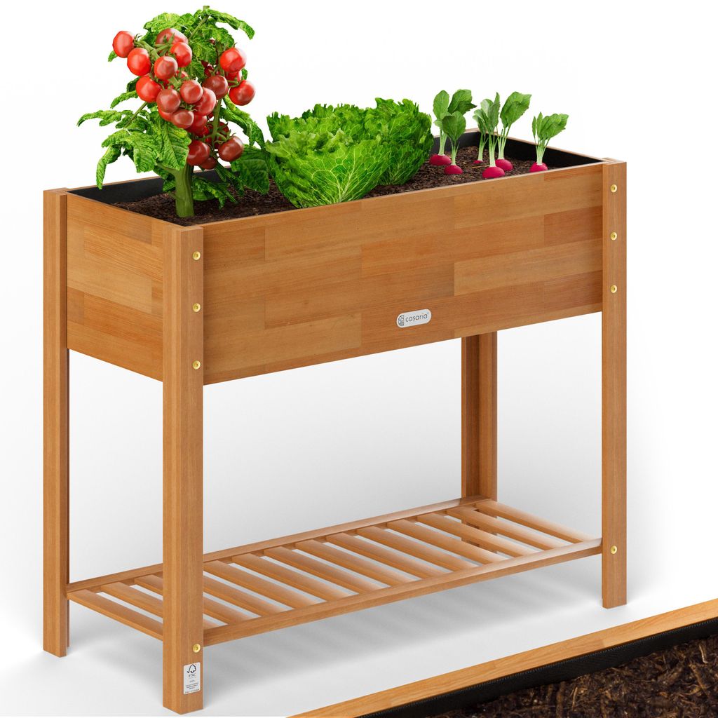 Casaria® Jardinière surélevée en Bois d'Acacia FSC® - Carré Image du produit 