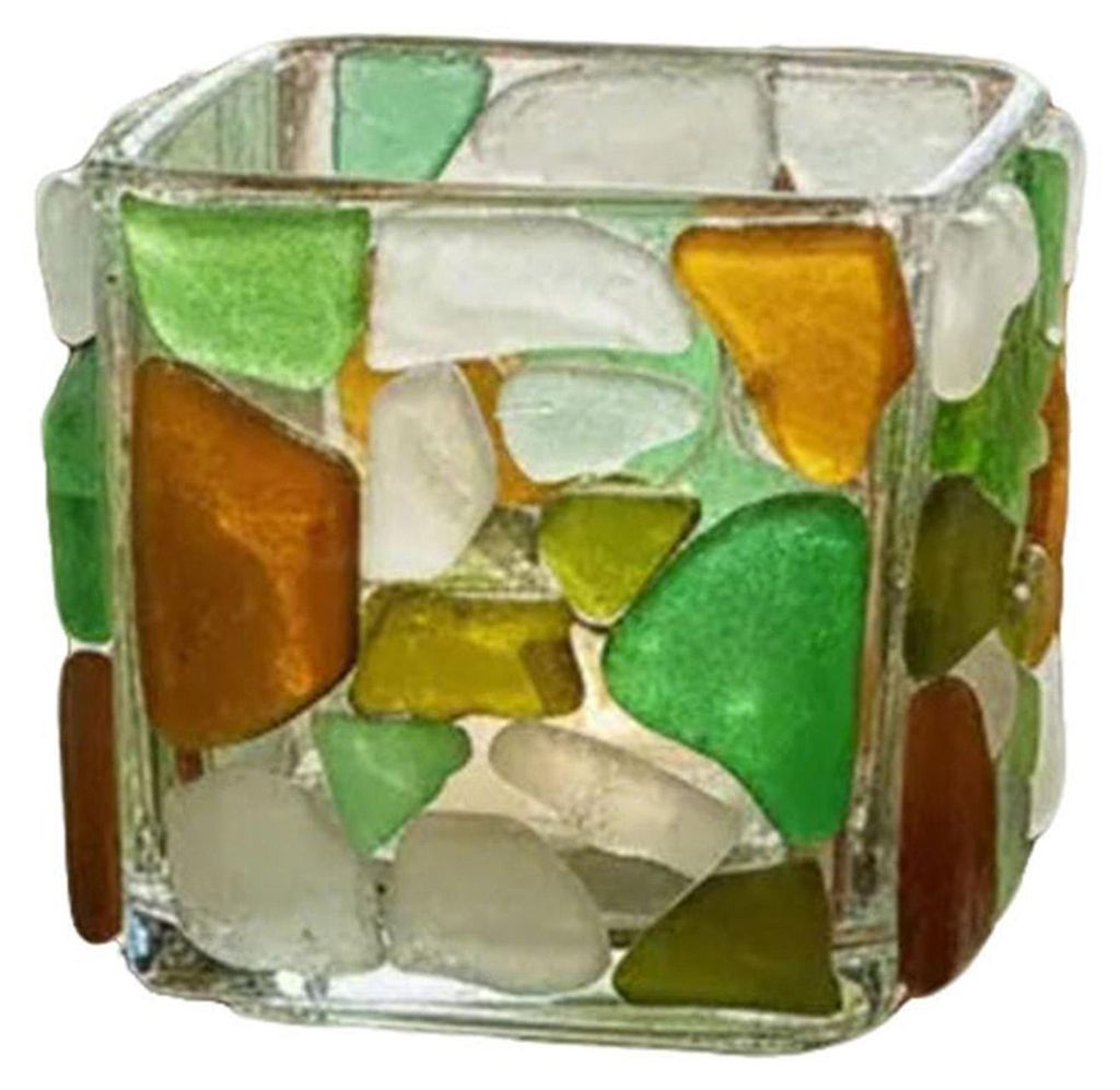 Handgefertigte Teelichthalter aus Meeresglas, mediterrane Kerzenständer, von der Natur inspirierte Kerzenhalter, einzigartiges Geschenk für Stran...