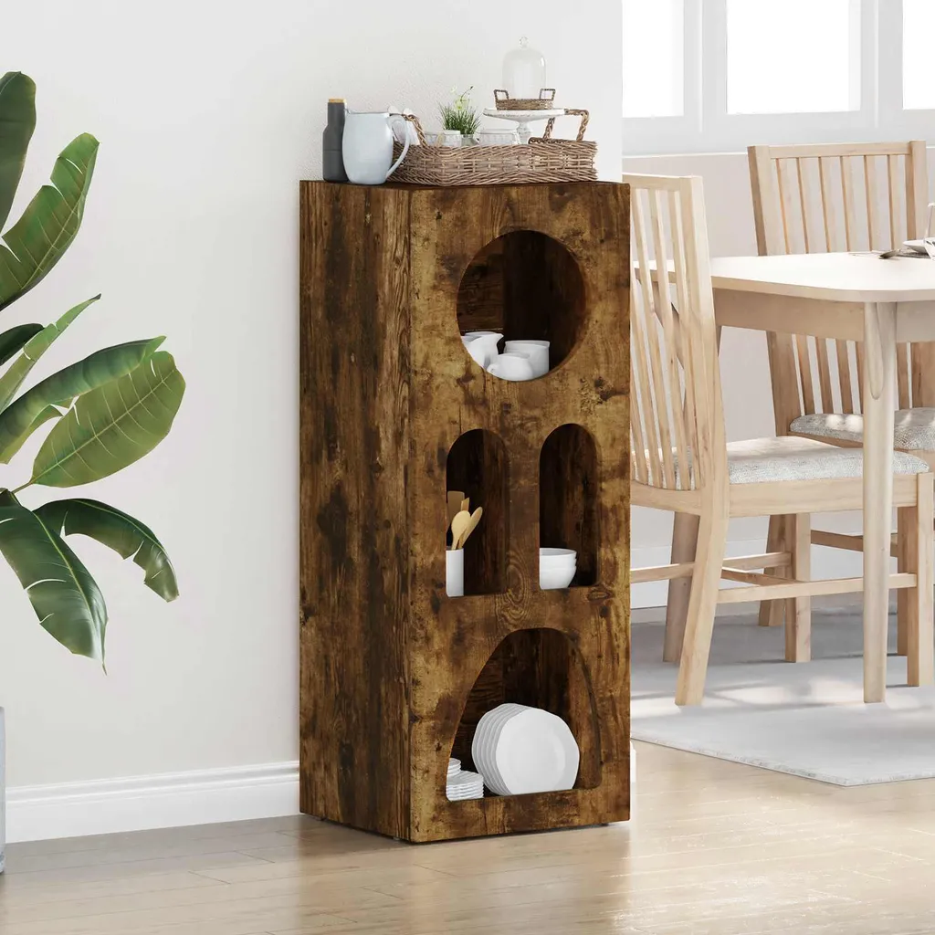 Mobile Multiuso vidaXL 40x35x100,5 cm Legno Multistrato Rovere Fumé