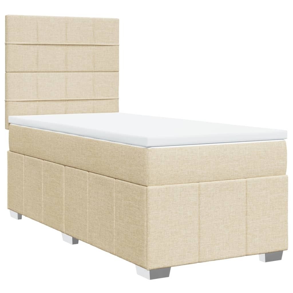 SYFAX Boxspringbett mit Matratze Creme 90x190 cm Stoff