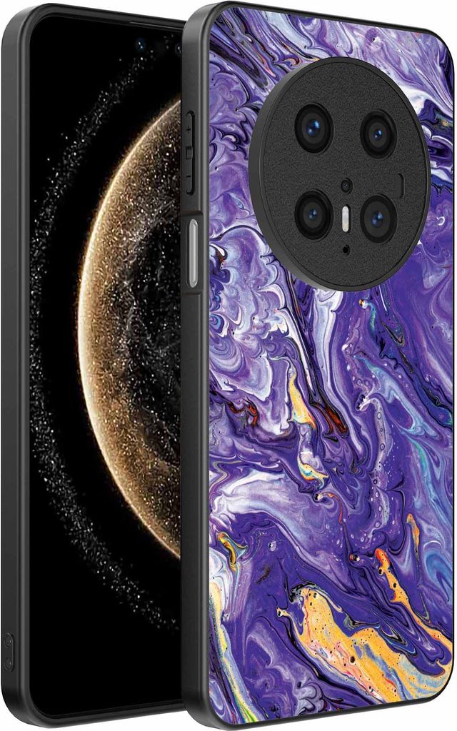 Fit für Huawei Mate 70 Telefon Fall mit lila Gold Marmor Print - TPU Backcover Fall lila Gold Marmor Design - lila Gold - Smartphonica