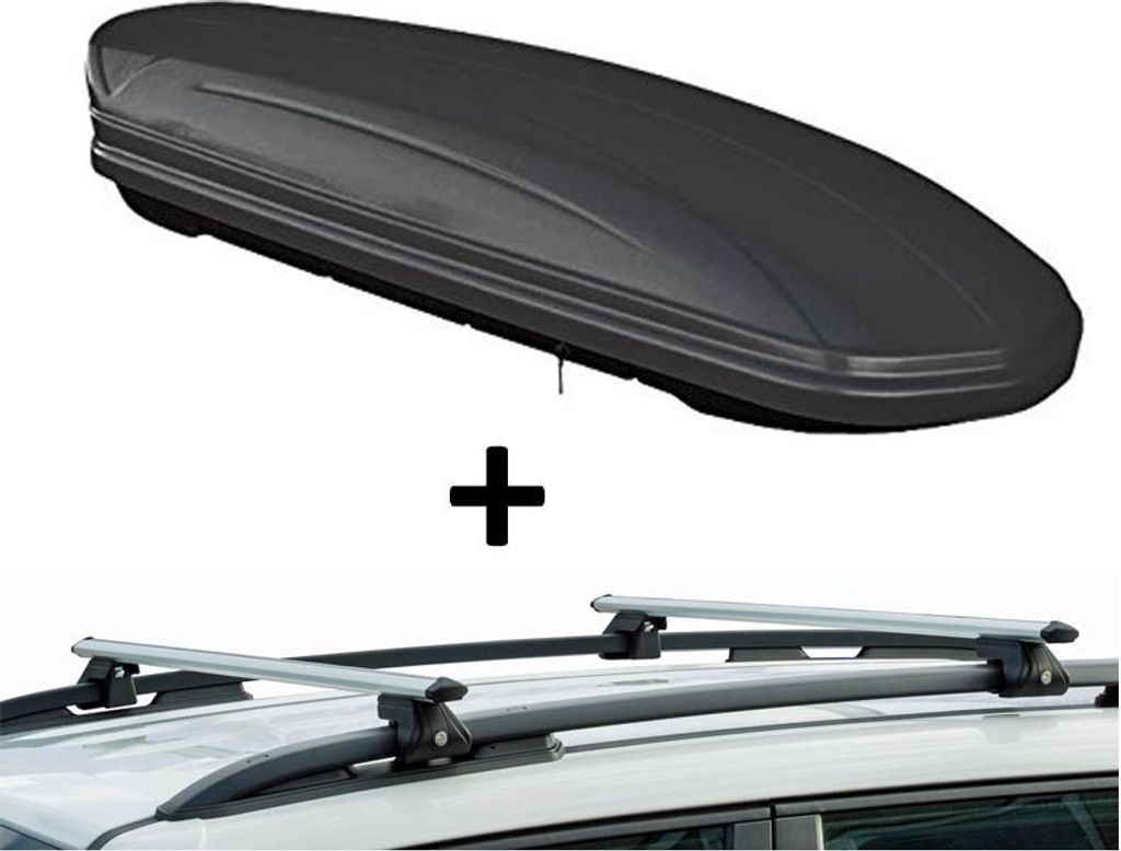 Dachbox VDPMAA320 320Ltr abschließbar schwarz matt + Dachträger CRV135 kompatibel mit für VW Passat Alltrack (5 Türer) ab 2015