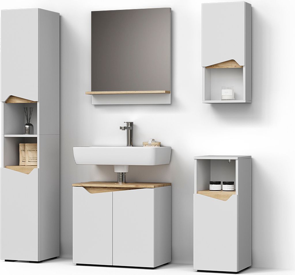 Badmöbel-Kombination Livinity Timavo Weiß 5 Teile, Model 52872