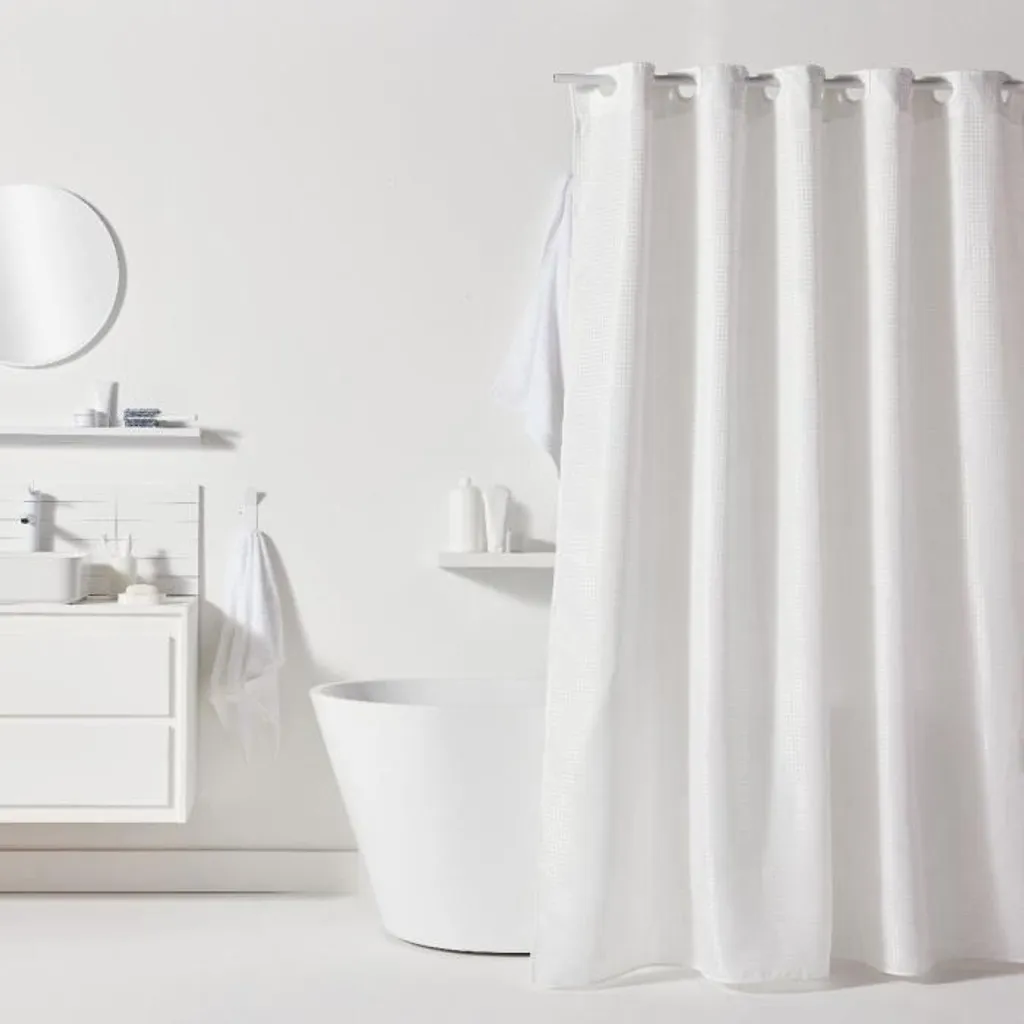 Tenda da Bagno Bianca Nido d'Ape 180x200 cm Poliestere Lavabile