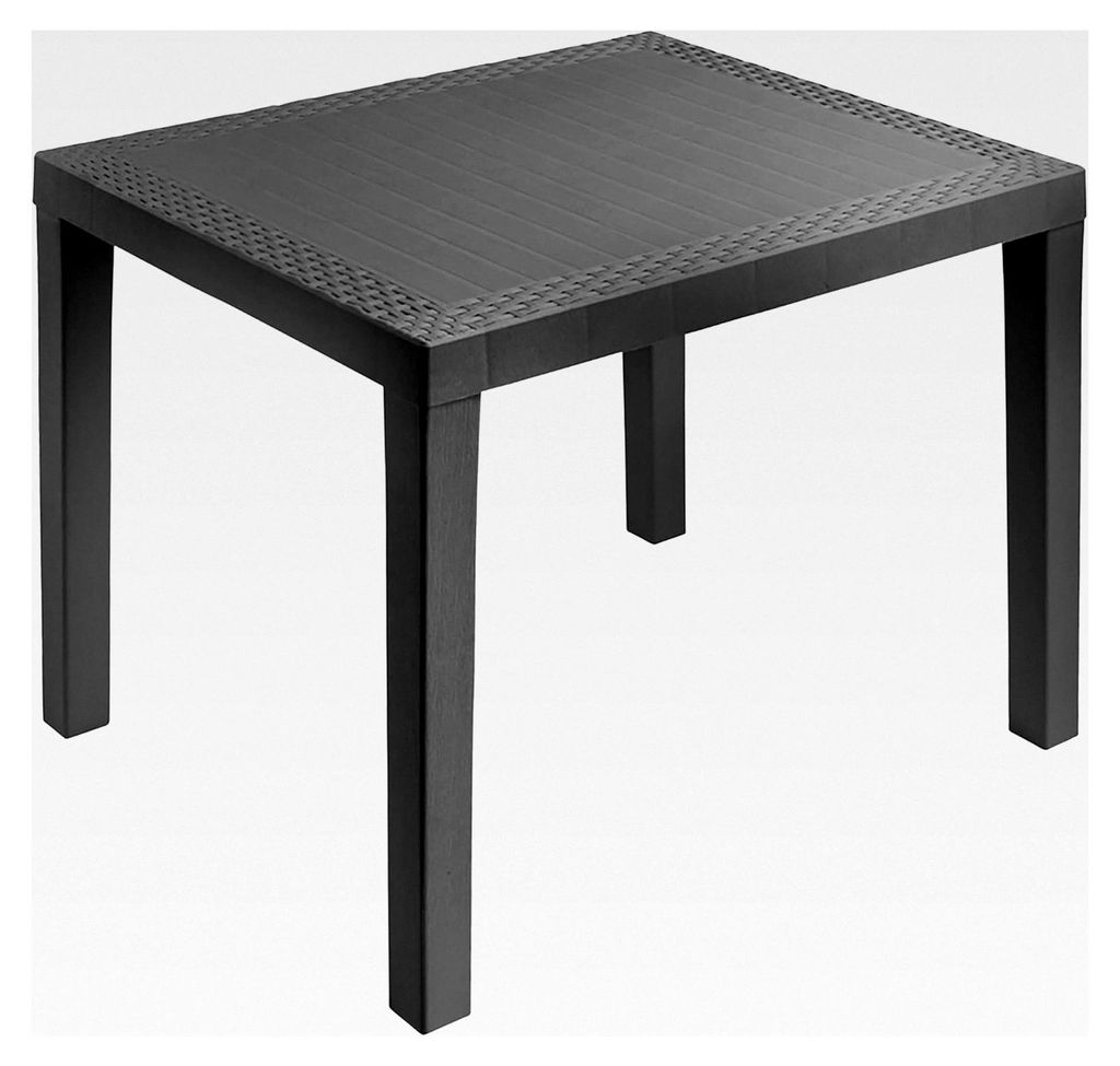 Rechteckiger Gartentisch aus Kunststoff anthrazit - 78 x 72 cm - Campingtisch mit Rattan-Optik - Balkontisch Terrassentisch für den Außenbereich ...