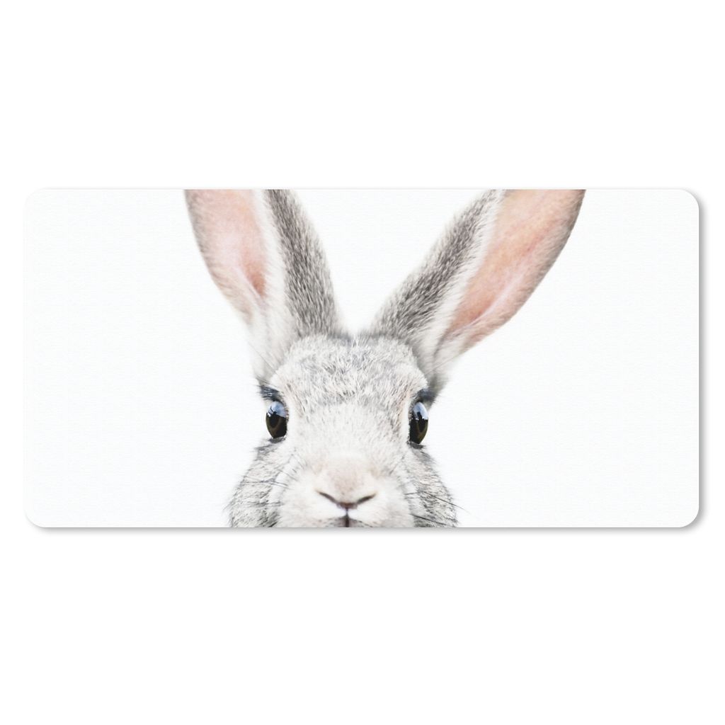 MuchoWow Mauspad Mousepad Kaninchen - Tiere - Natur - Weiß 60x30 cm - Mousepads - Maus Mat - Pad - Mausunterlage - Nachhaltig
