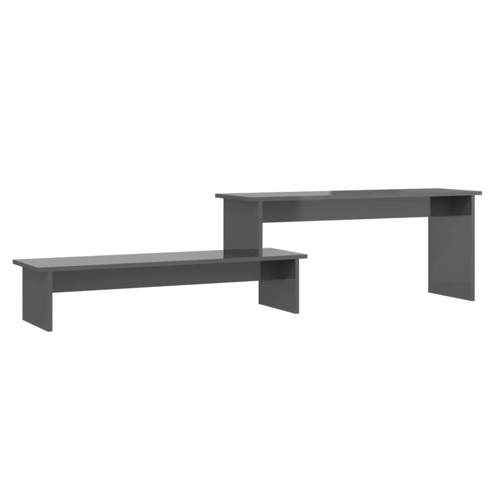Grand Banc TV Gris Brillant 180 cm - Meuble Bas de Salon Moderne