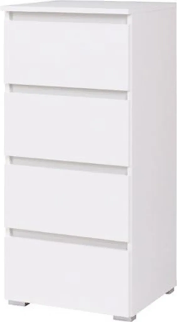 Commode de salle de bain étroite LIONU blanche pour ranger le linge